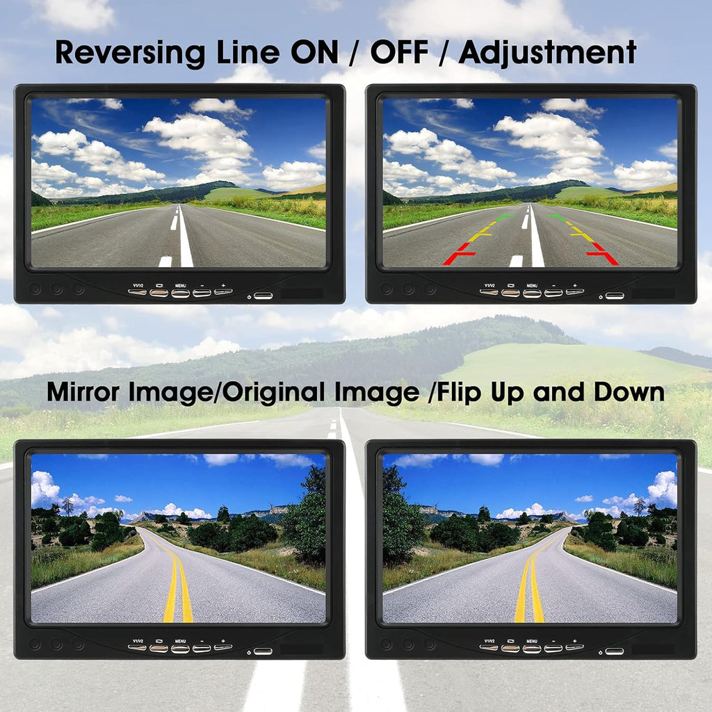 1080P RV Backup Camera Kit 7'' LCD Rear View Monitor IP68 Waterproof Night Vision R1041