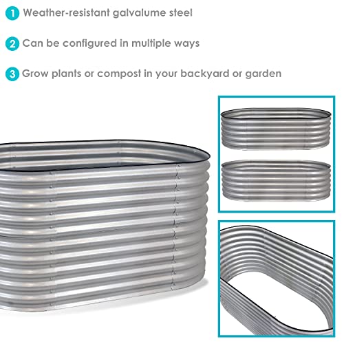 62.5-Inch Oval Stackable Steel Raised Garden Bed Planter Kit with Rubber Edge Trim S8603