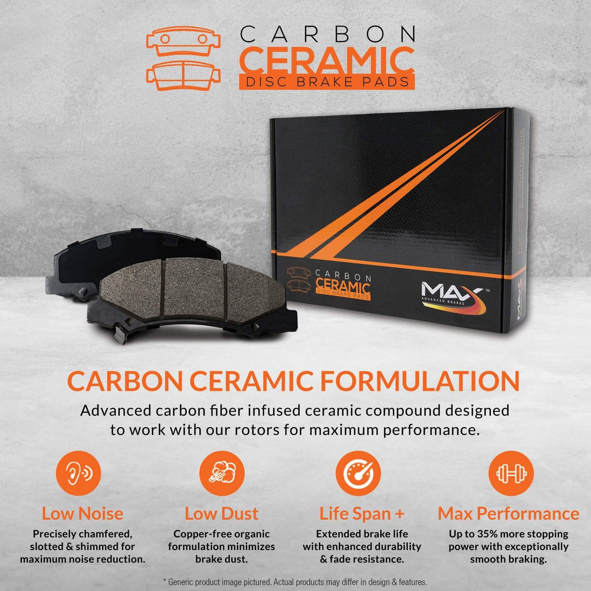 Max Brakes Premium OE Rotors with Carbon Ceramic Pads V484081