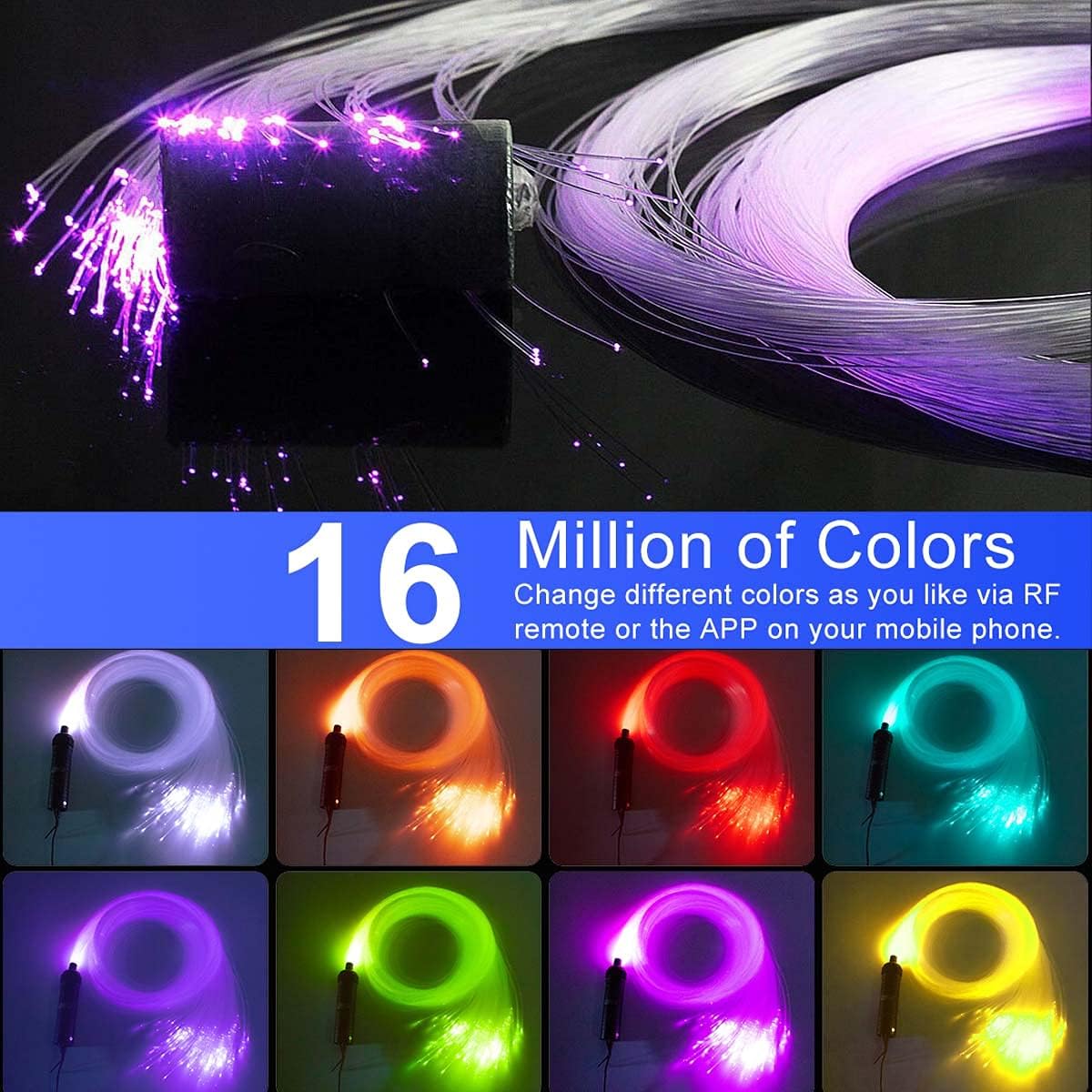 Bluetooth 6W RGB LED Fiber Optic Star Ceiling Light Kit with Remote Z7194