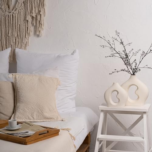 Set of 2 White Ceramic Flower Vases Z883
