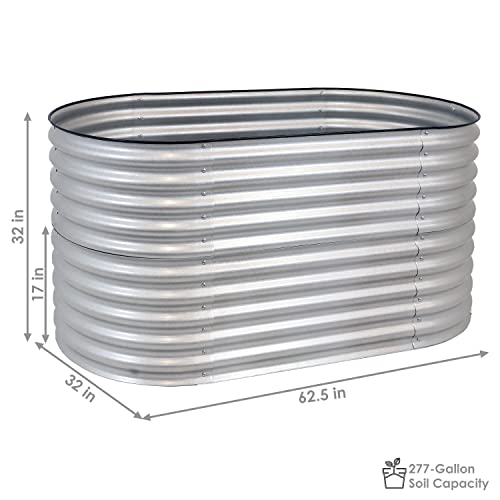 62.5-Inch Oval Stackable Steel Raised Garden Bed Planter Kit with Rubber Edge Trim S8603