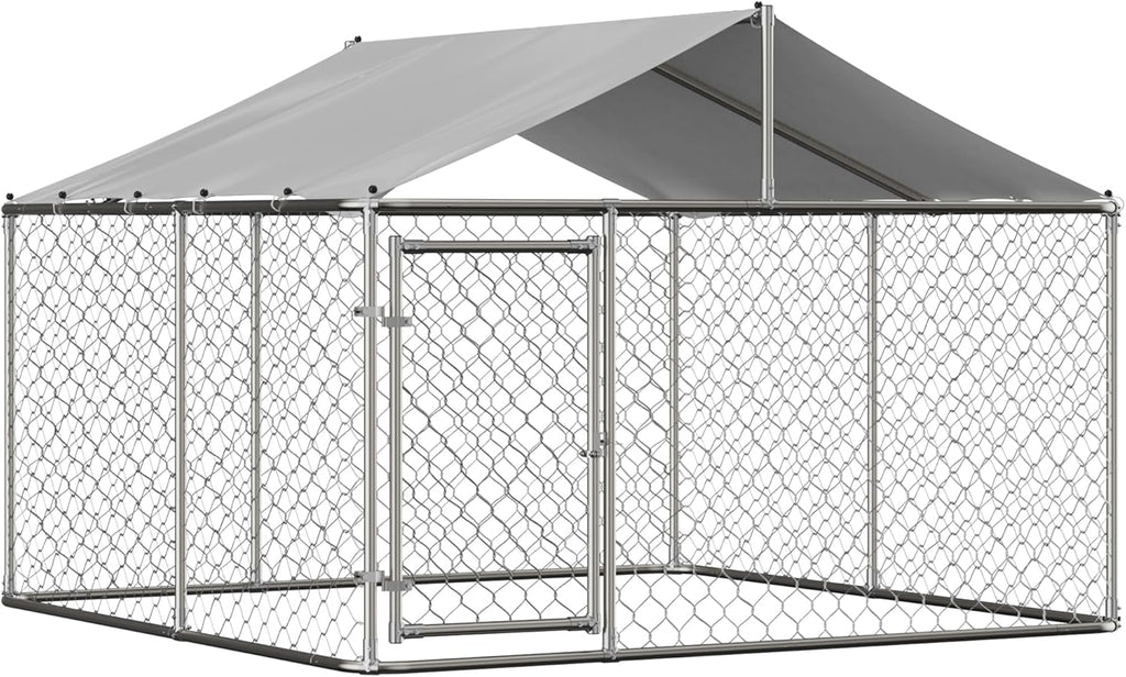 7.5' x 7.5' Large Outdoor Dog Kennel with WaterProof UV-Resistant Cover V675942