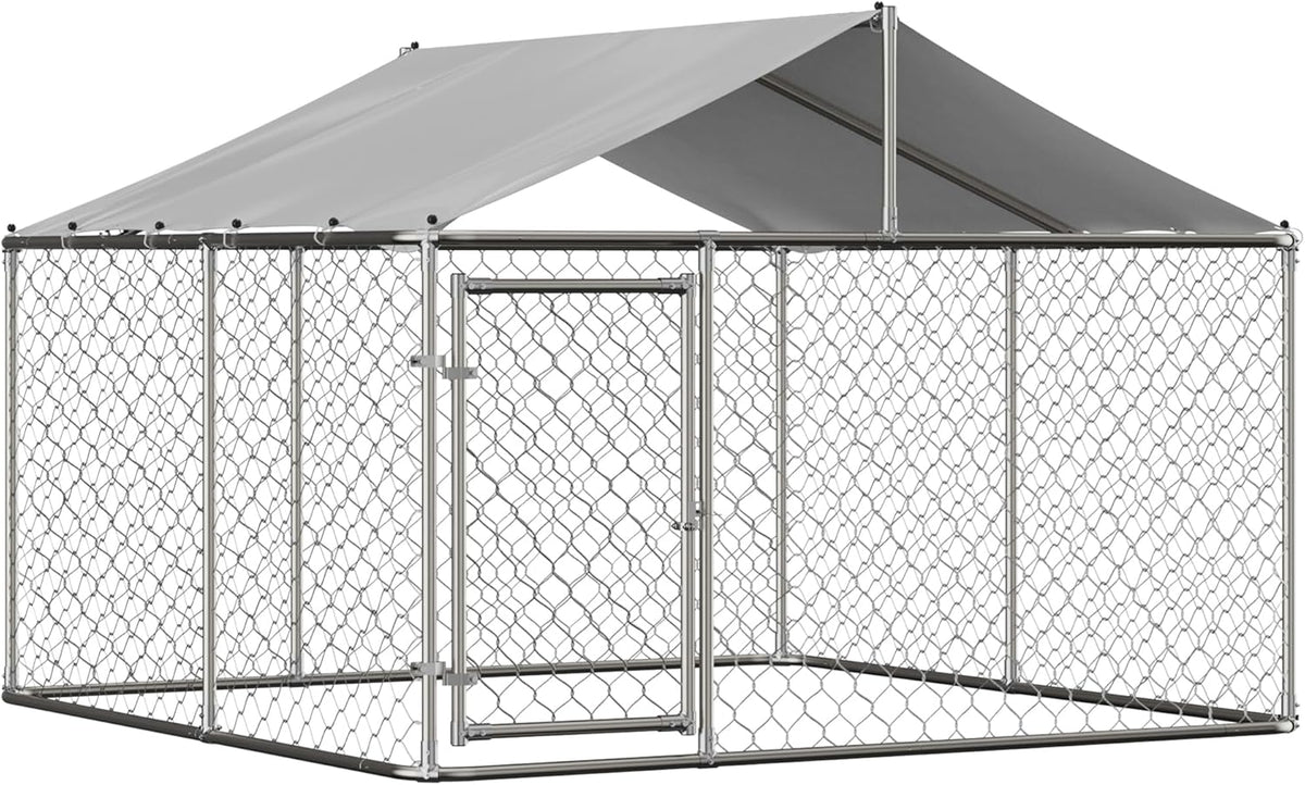 7.5' x 7.5' Large Outdoor Dog Kennel with WaterProof UV-Resistant Cover V675942