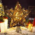 Rattan Natural Star Christmas Tree Topper with 50 Warm LED Lights N372439