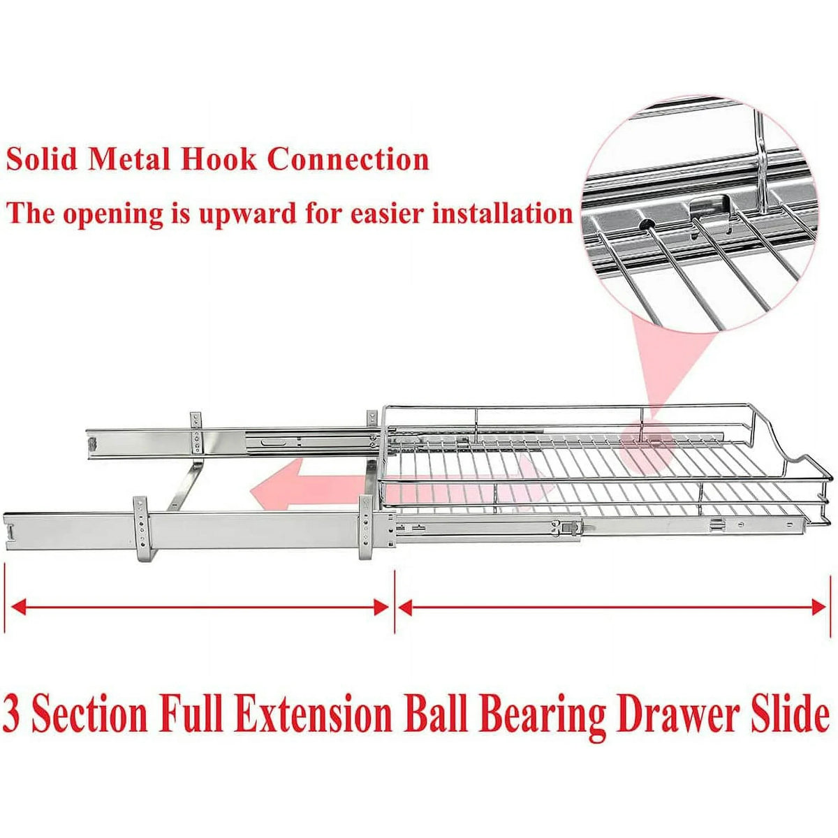 Chrome 14W x 21D 1 Tier Heavy-Duty Slide Out Shelf Wire Basket X61878
