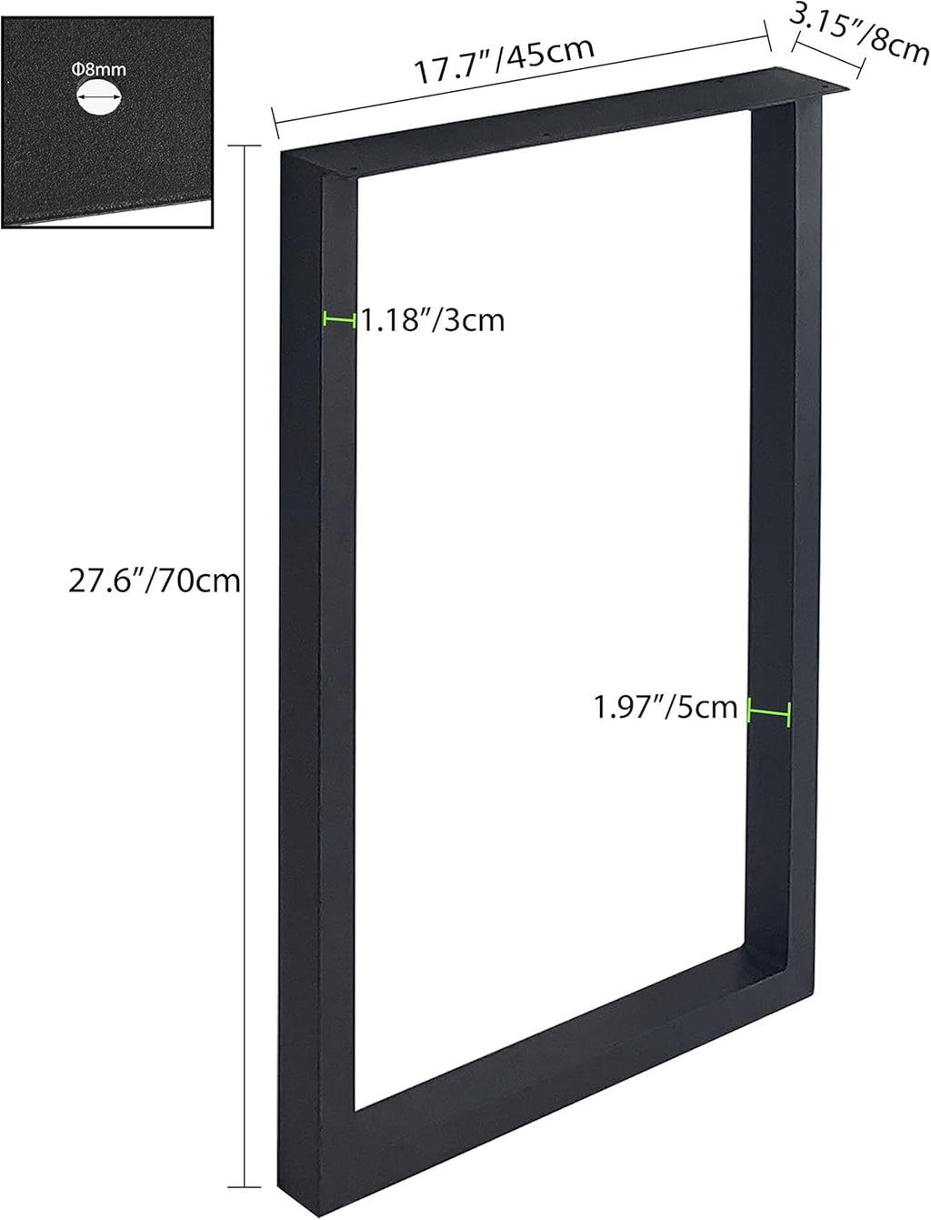 28'' Height 17.7'' Wide Black Metal Table Legs 2 PCS S62506