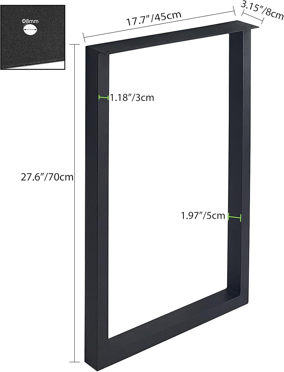 28'' Height 17.7'' Wide Black Metal Table Legs 2 PCS S62506