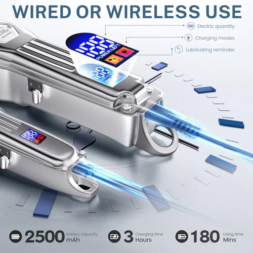 Silver Cordless Hair Clippers Set F6956