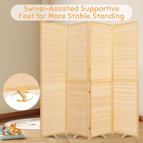 5.6FT Brown Bamboo 4 Panel Room Divider W527506