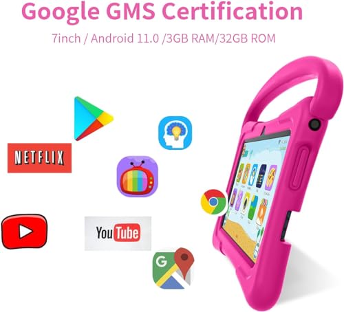 7 inch Android Tablet with 32GB, Shockproof Case Pink B337408