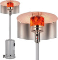 50,000 BTU Propane Patio Heater with Reflector, Stainless Steel Burner, Wheels, Silver U968