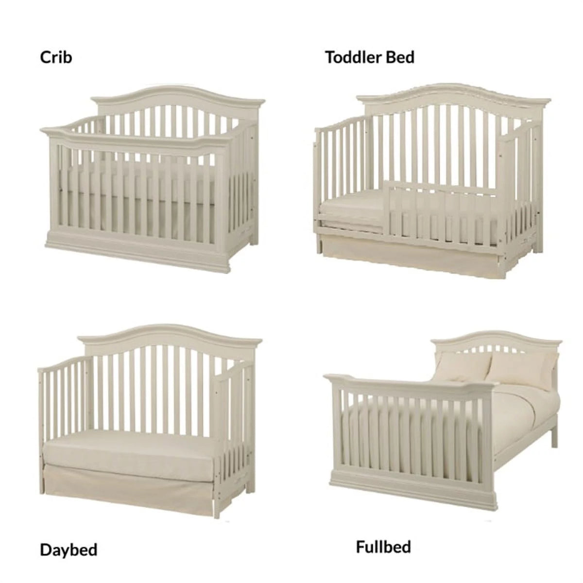 Glazed White 4-in-1 Convertible Wood Crib R606