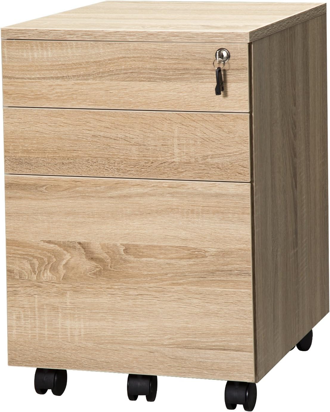 3 Drawer Wood Mobile File Cabinet D955