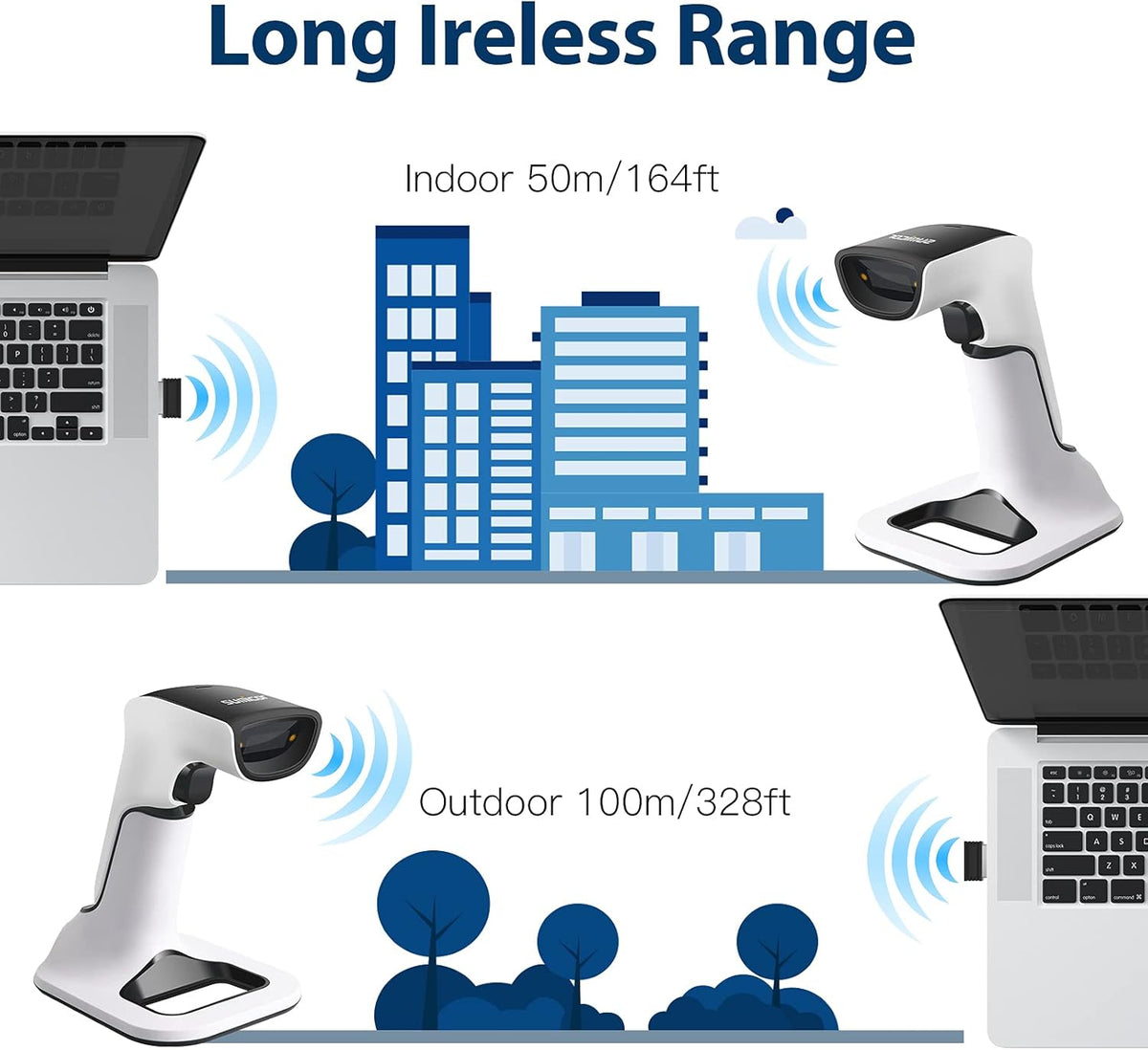 2D Bluetooth Barcode Scanner with Stand Pack of 2 X263