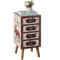 Antique Rustic Brown Wood Tallboy Chest with 4 Drawers C31746
