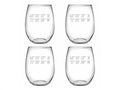 Sand Etched Stemless Wine Glass Set of 4 L185
