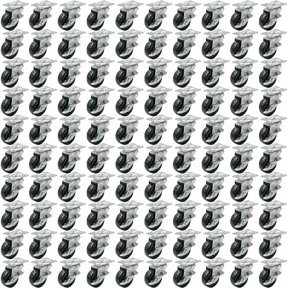 48 Pack 2 Swivel Caster With Brake Wheels Hard Rubber I58910