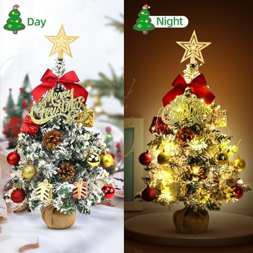 24 Inch Green Artificial Tabletop Christmas Tree with LED Lights L544984