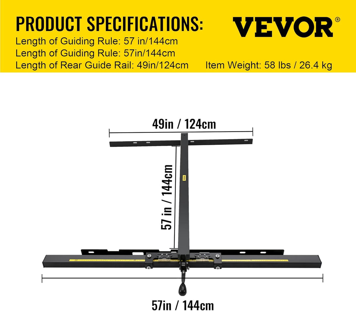 57×57 Table Saw Fence System with Front Guide Bar C2738