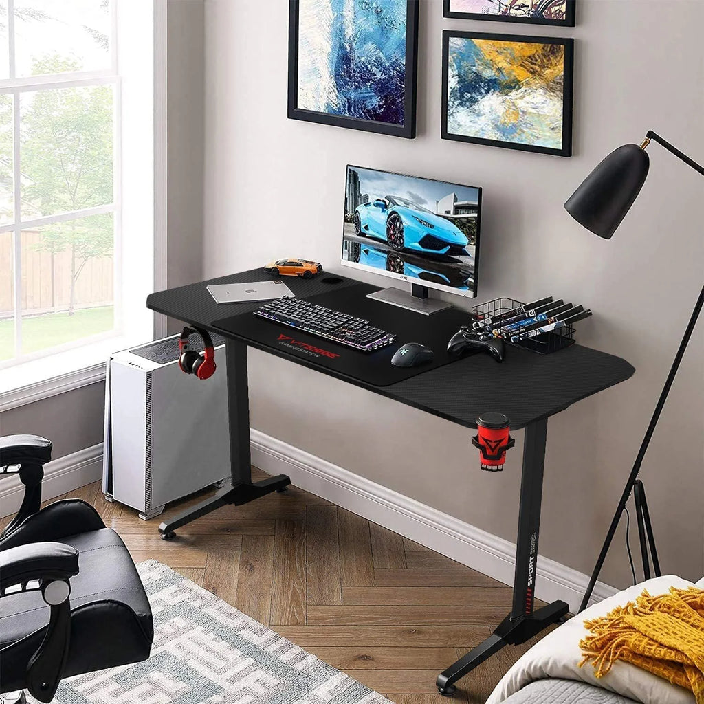 55 Inch Ergonomic Gaming Desk with Full Desk Mouse Pad Y297315