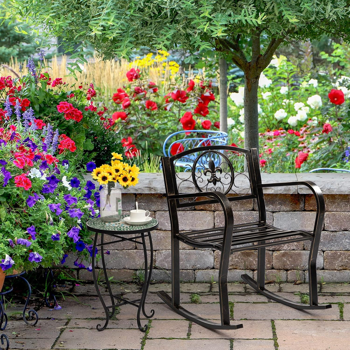 Metal Vintage Rocking Chairs with Back & Armrest H886929