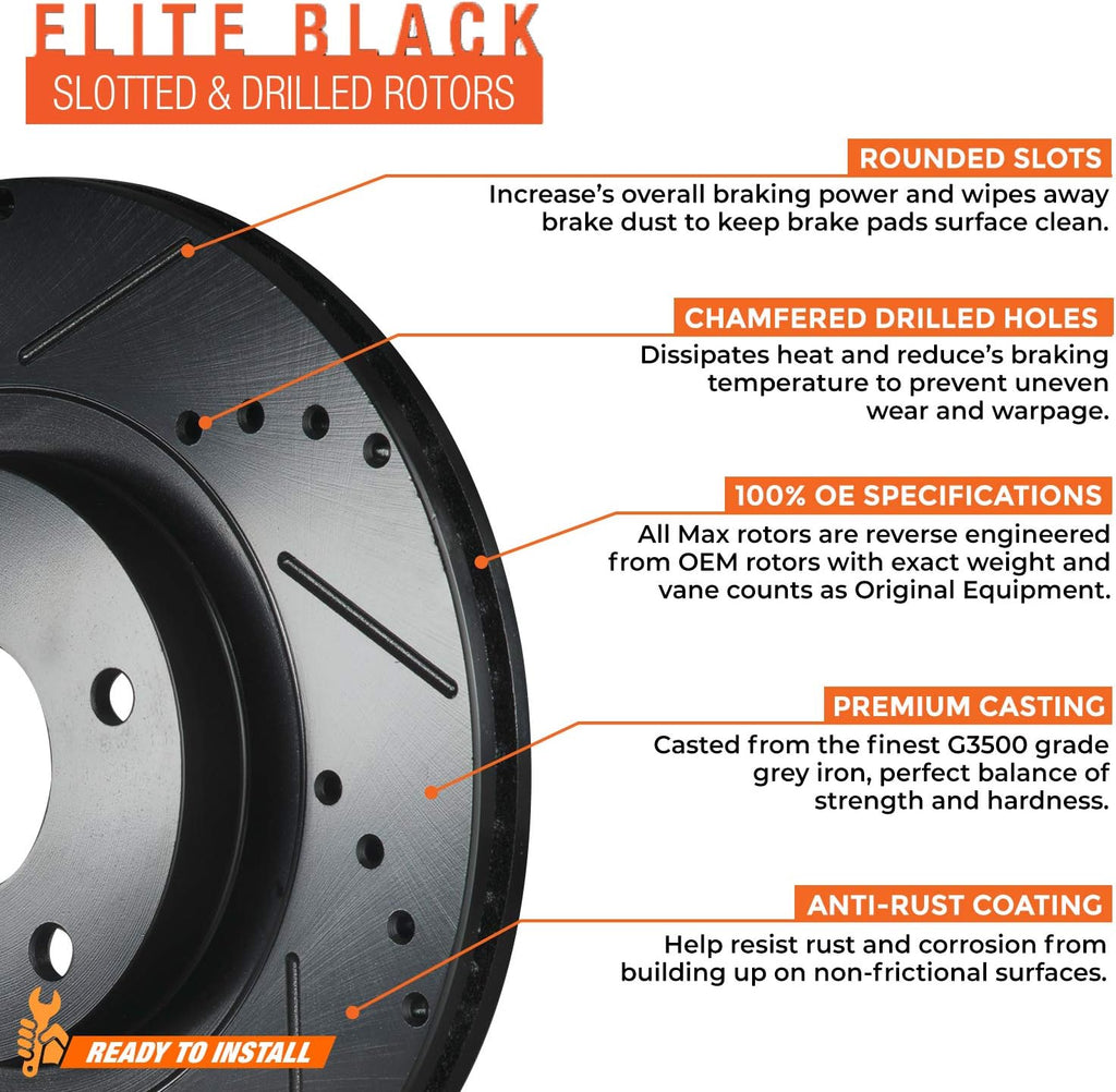 Max Brakes Premium OE Rotors with Carbon Ceramic Pads V484081