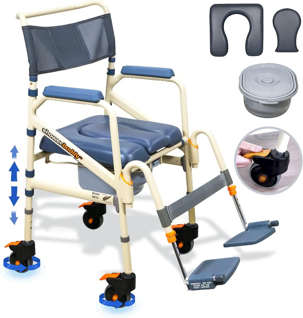 Lightweight Aluminum Folding Rolling Shower Chair with Wheels U701