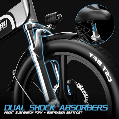 20" Fat Tire 750W 48V 12.8AH/15AH/20AH Battery 7-Speed Folding Electric Bike B4979
