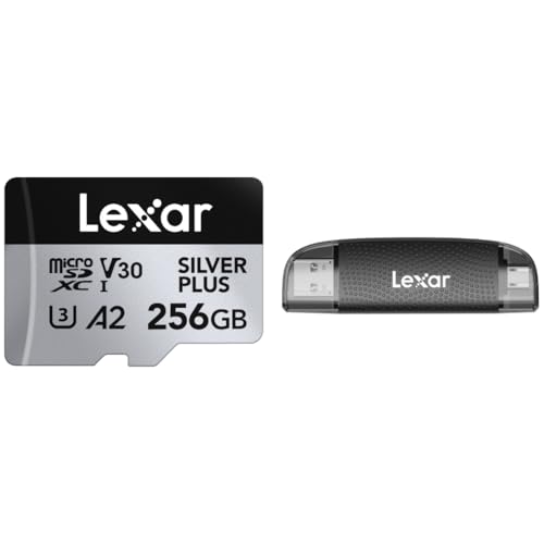 256GB (2-Pack) Professional Silver PLUS microSDXC Memory Card with SD Adapter, UHS-I, C10, U3, V30 L386