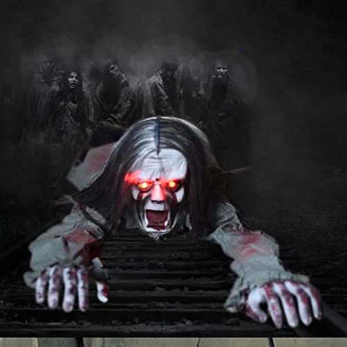 Scary Climbing Zombie Skeleton with Glowing Red Eyes and Creepy Sound Z128