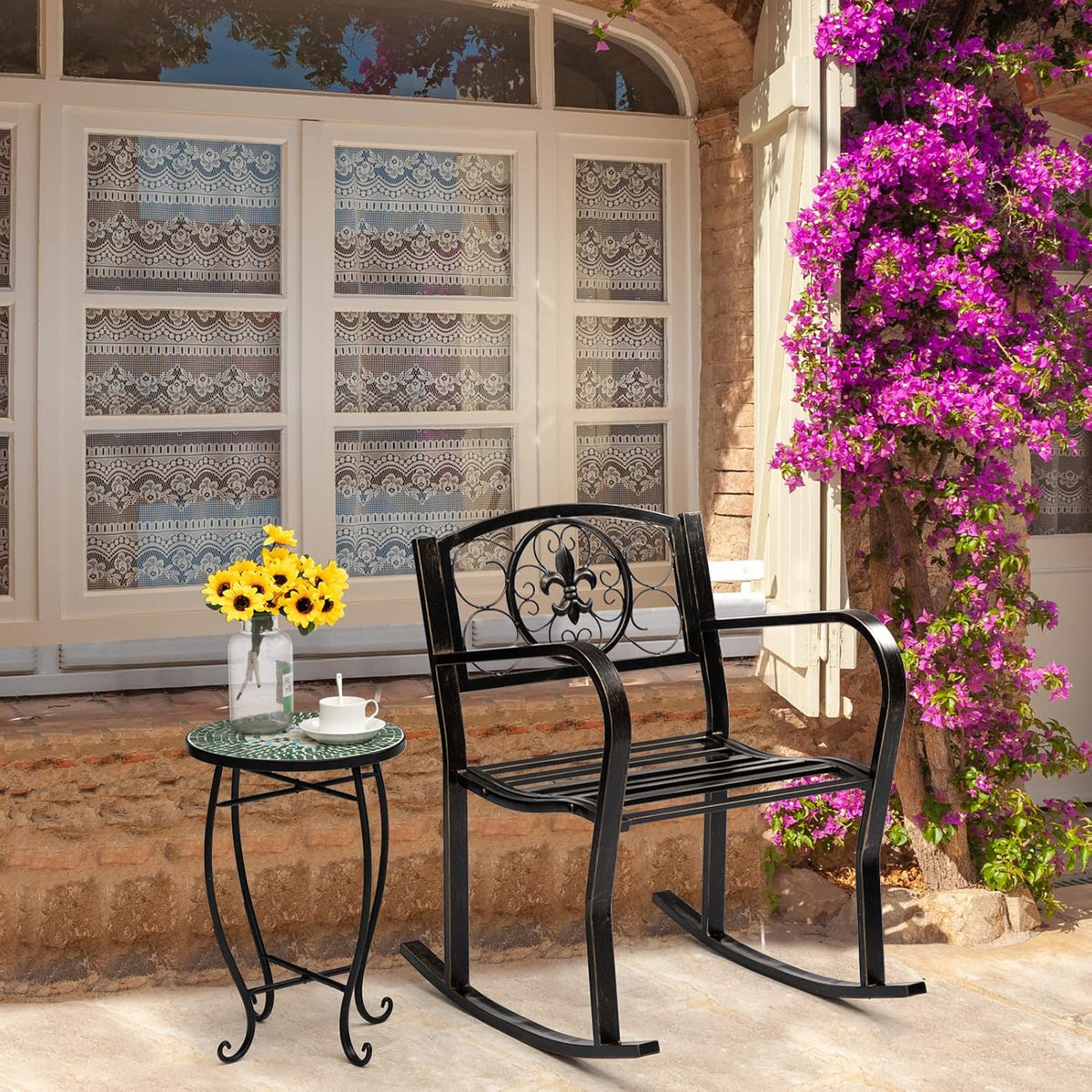 Metal Vintage Rocking Chairs with Back & Armrest H886929