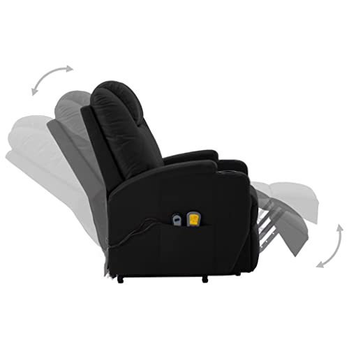 Black Faux Leather Electric Power Lift Massage Chair with 6-Point Vibration Massage X697052