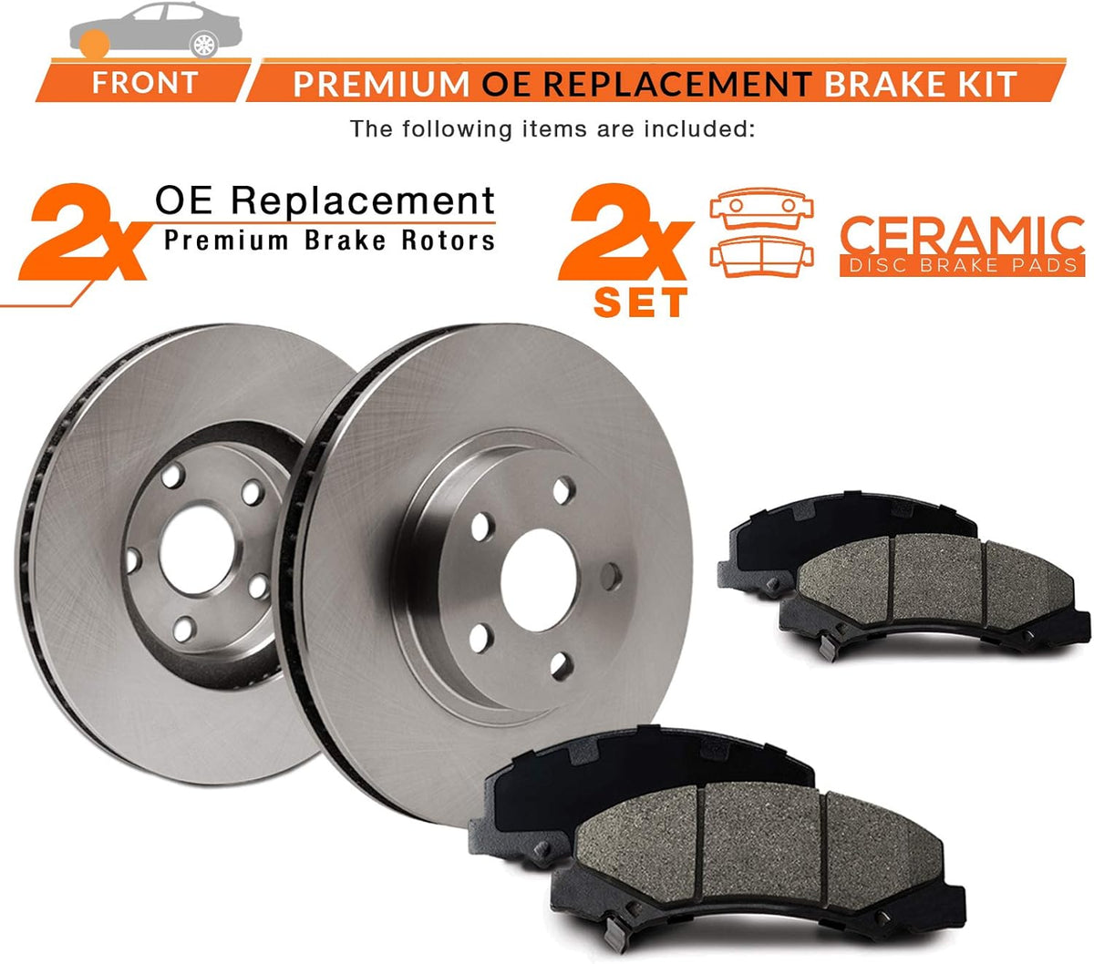 Max Brakes Premium OE Rotors with Carbon Ceramic Pads V484081