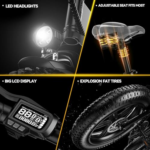 20" Fat Tire 750W 48V 12.8AH/15AH/20AH Battery 7-Speed Folding Electric Bike B4979