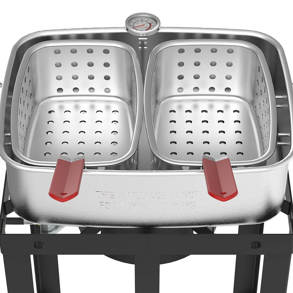 18 Qt Aluminum Fish Fryer with Double Basket E8789