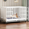 48 Inch Heavy Duty Metal Dog Crate with Wheels, Folding, Removable Tray P6411