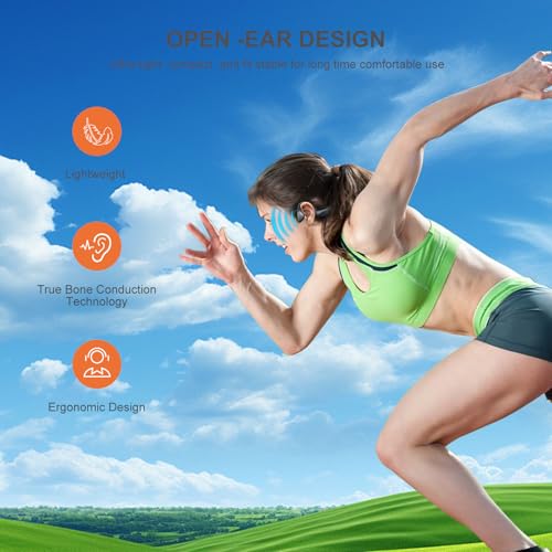 Bone Conduction Headphones with HD Mic, 12hrs Playtime, IPX6 Waterproof J384033
