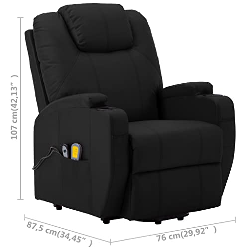 Black Faux Leather Electric Power Lift Massage Chair with 6-Point Vibration Massage X697052
