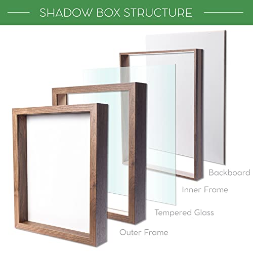 11” x 11” Dark Oak Wooden Shadow Box Frame with Tempered Glass O76316