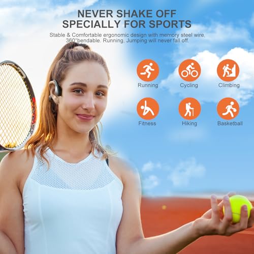 Bone Conduction Headphones with HD Mic, 12hrs Playtime, IPX6 Waterproof J384033
