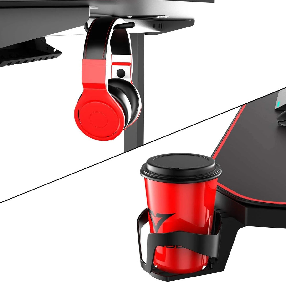 55 Inch Ergonomic Gaming Desk with Full Desk Mouse Pad Y297315