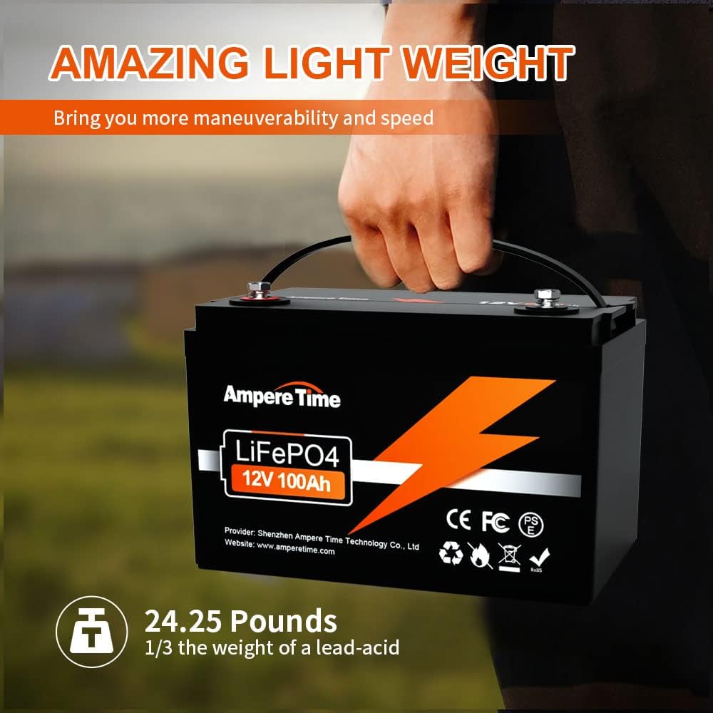 12V 100Ah LiFePO4 Battery with 14.6V 10A Charger C466588