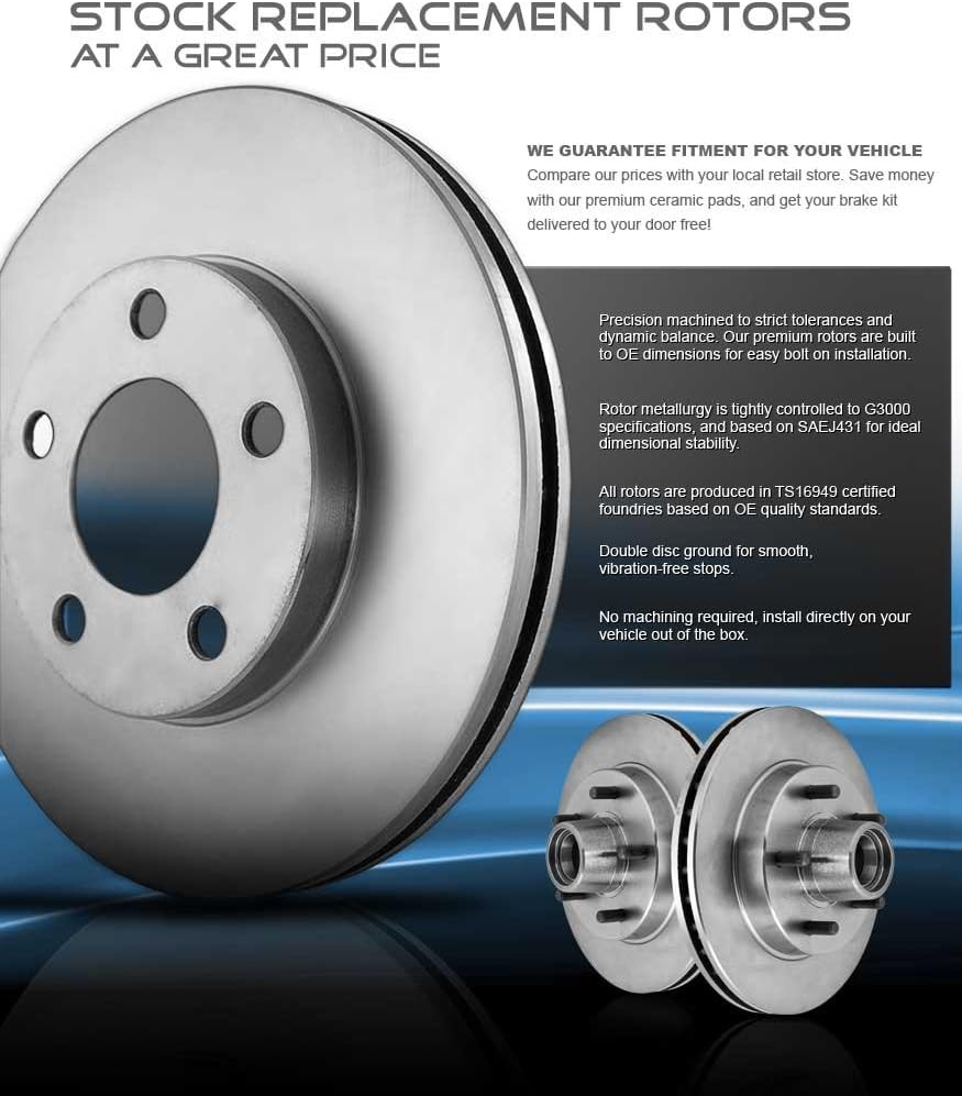 Front 5 Lug Brake Rotors + Metallic Brake Pads Pack of 2 P851623