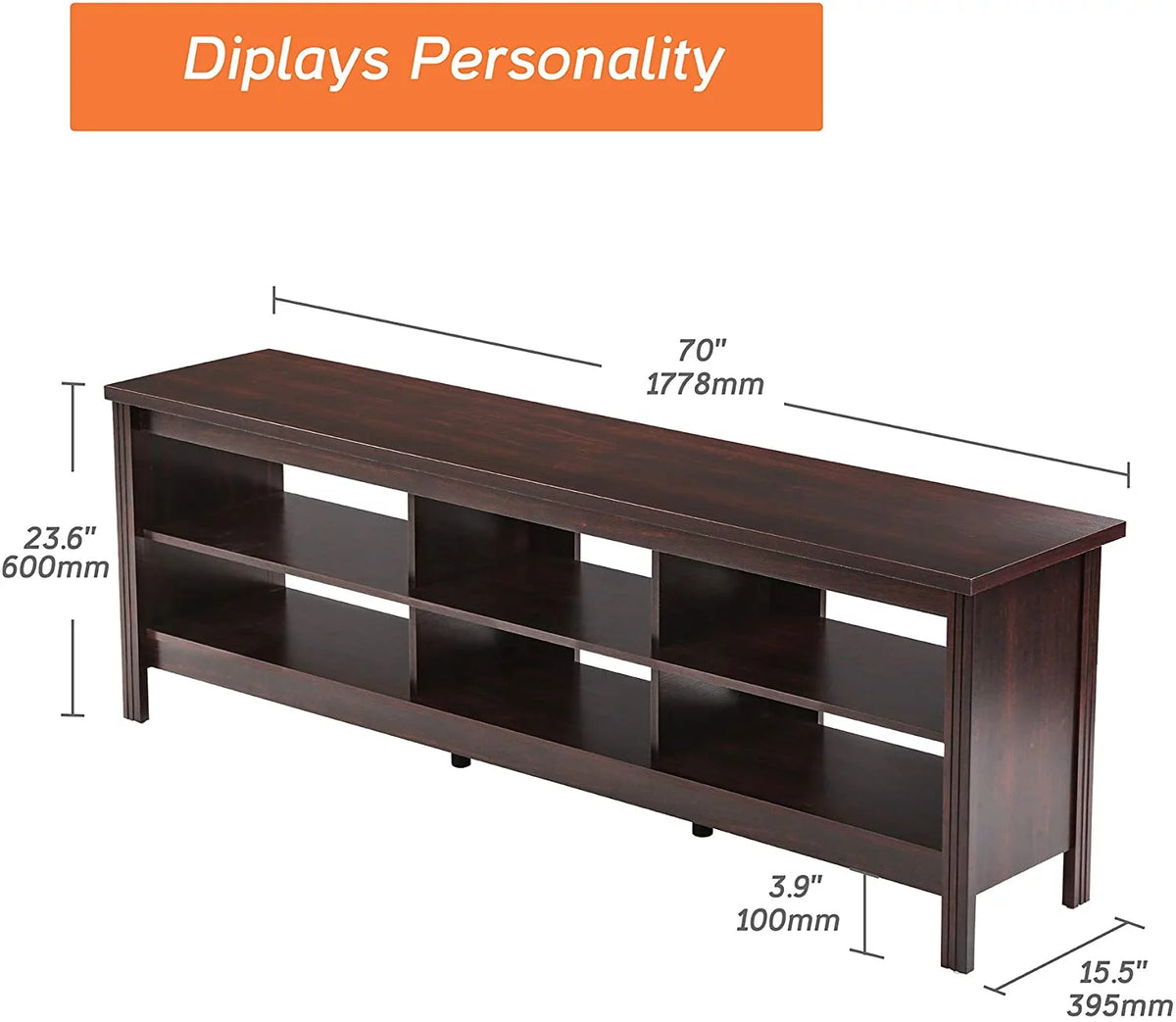 Brown 70'' TV Stand with 6 Cubby Q4690