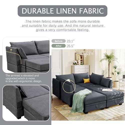 Beige Chenille 2 Piece L-Shape Modular Sectional Sofa F748