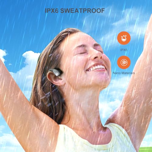 Bone Conduction Headphones with HD Mic, 12hrs Playtime, IPX6 Waterproof J384033