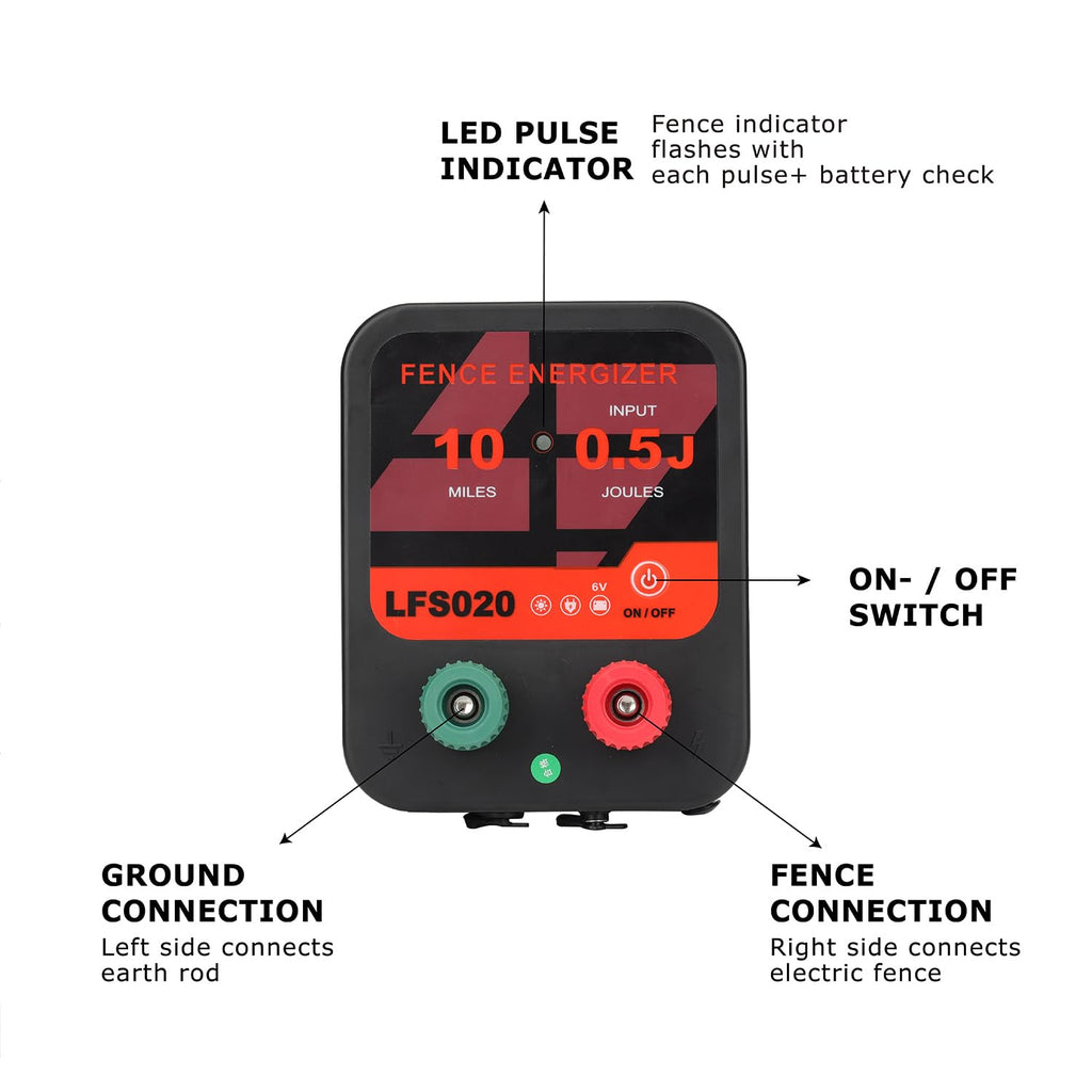 12V 0.3J 10 Miles Waterproof Electric Fence Charger T4438