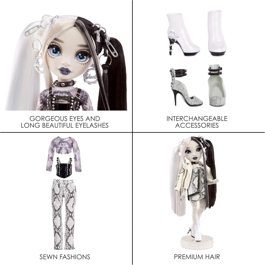 Grayscale Fashion Doll with 2 Grey Designer Outfits and Accessories D404