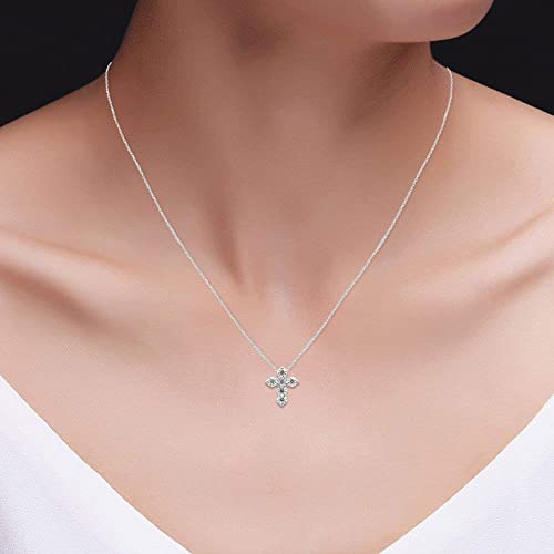 1/2 Carat Round Cut Lab Created Moissanite Diamond Cross Pendant Necklace In 14K Gold Over Sterling Silver With 18" Chain T20621